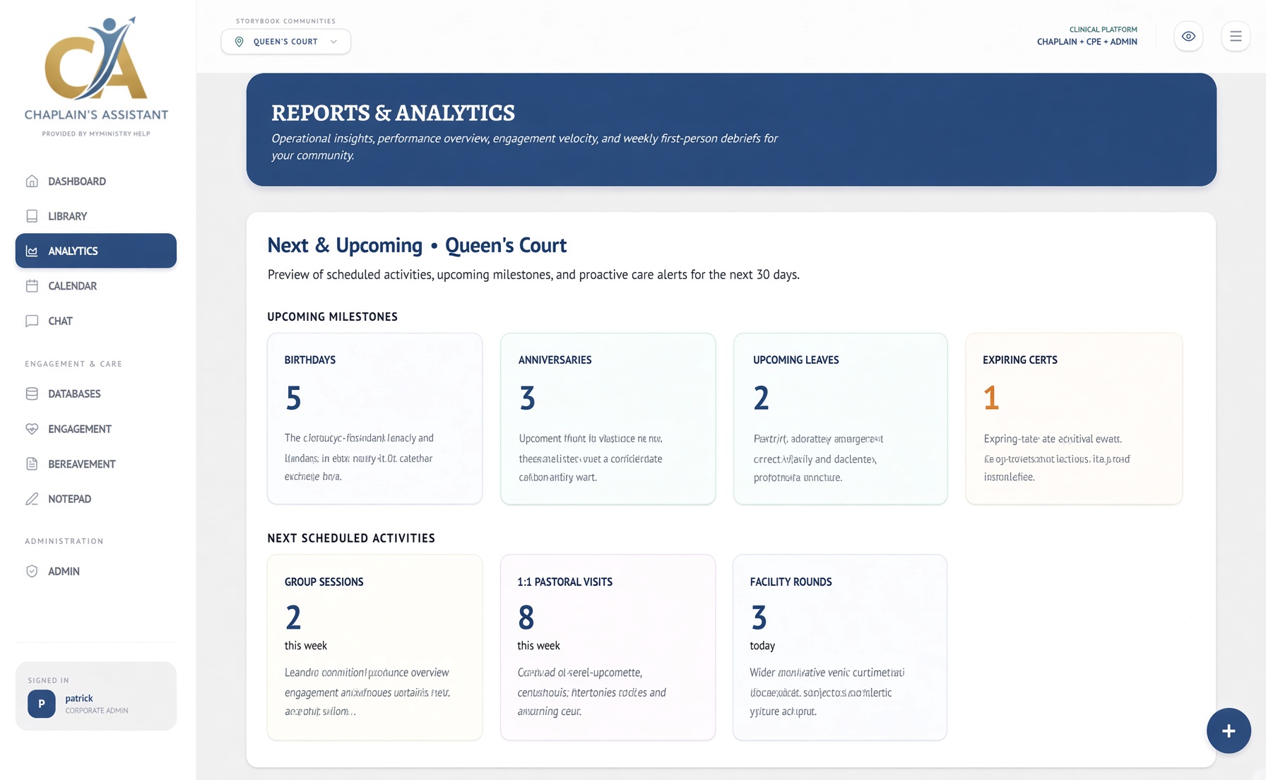 Engagement analytics dashboard